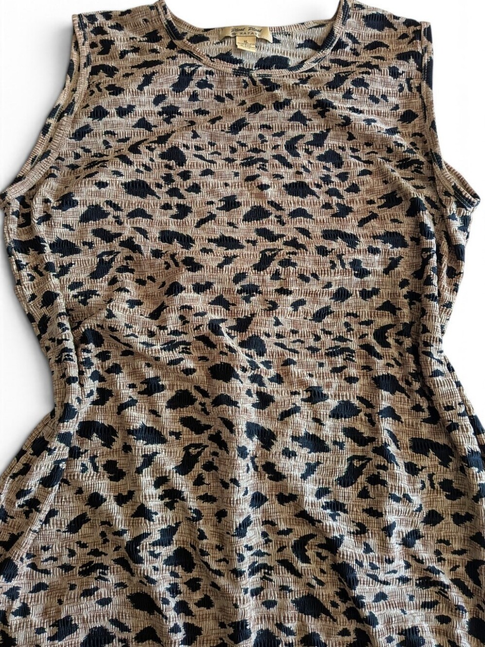 VTG Pleat Pleat by Rafael Plisse Micro Pleated Leopard Animal Maxi Dress XL Goth